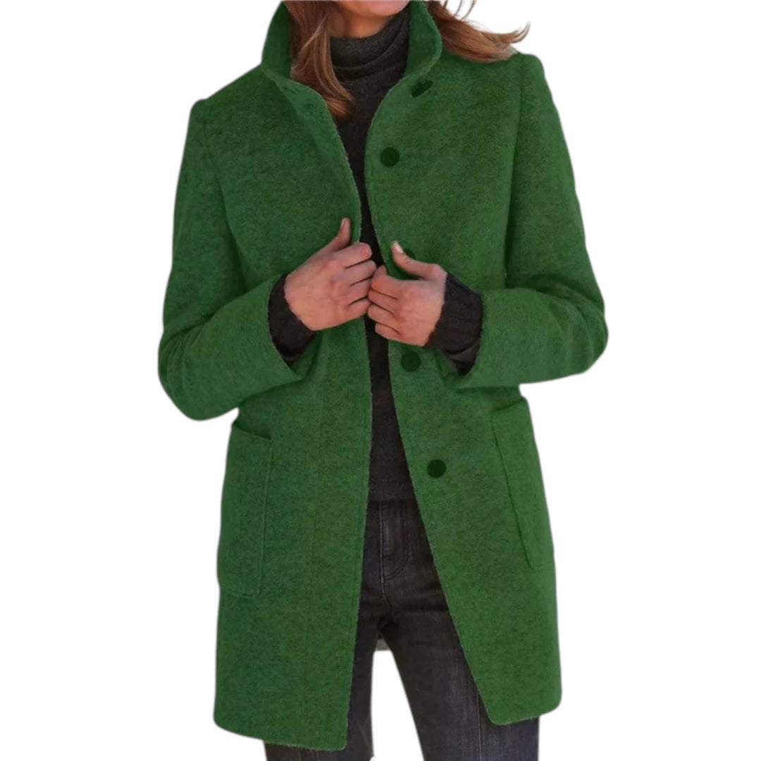 Aurélie – Retro Dames Windjack met Knopen en Stehkragen