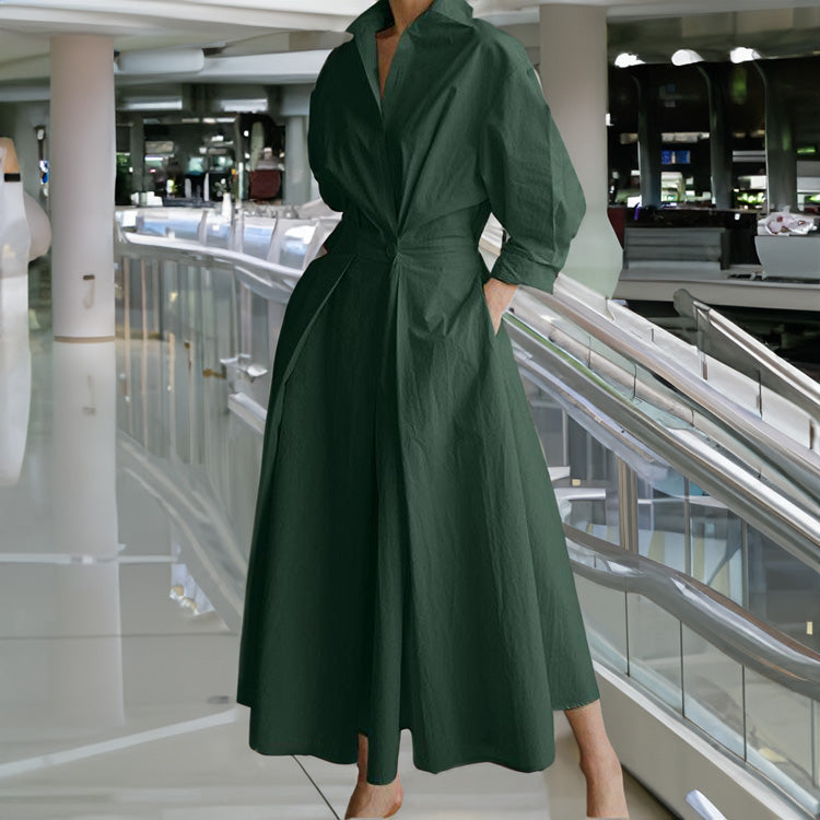 ElenaFerrucci Revers Elastische Taille Swing Jurk Voor Vrouwen