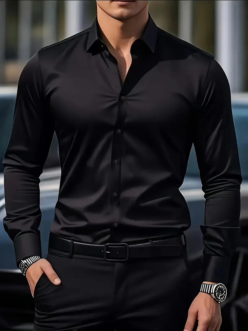 Larry – Slim Fit Heren Overhemd met Lange Mouwen