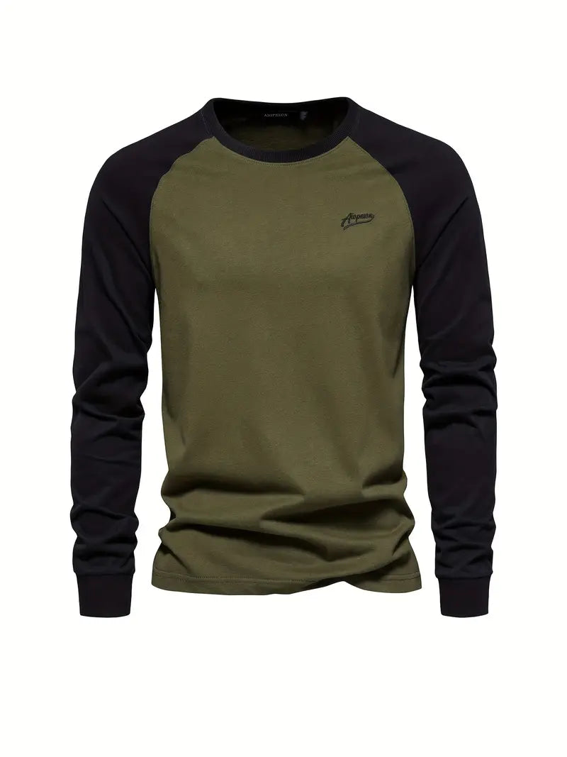 Matteo – Heren Longsleeve T-shirt met Kleurvlakken
