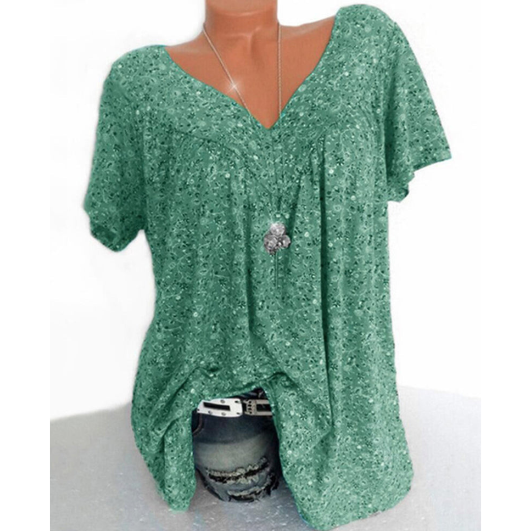 Isabelle – Dames Blouse met Korte Mouwen en V-Hals
