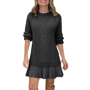 Ayra – Gebreide Midi Jurk voor Dames met Gevlochten Detail