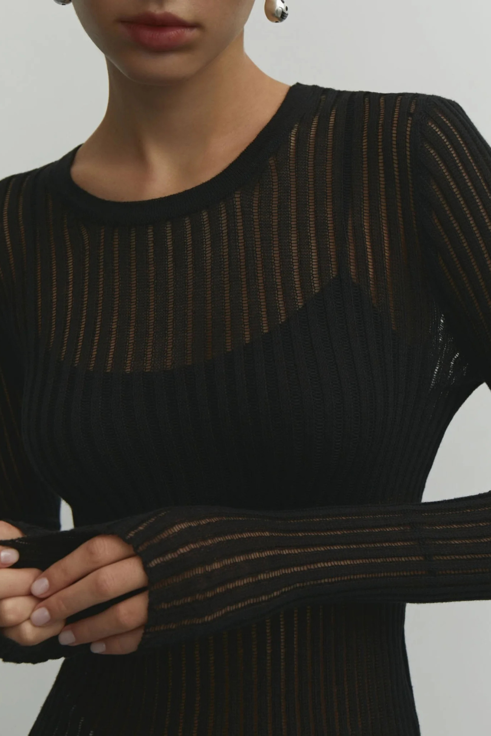 Giulia – Luxe Geribbelde Sheer Dames Top