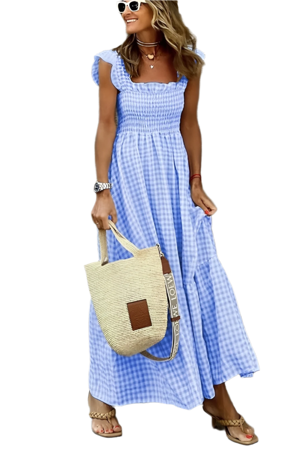 Gianna – Multicolor Dames Gingham Katoenen Jurk