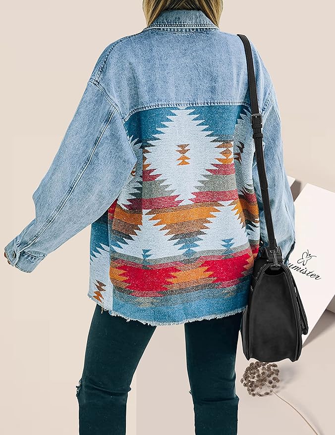 Selena – Vintage Aztec Denim Damesjas