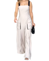 Elena – Rugloze Dames Colorblock Jumpsuit met Zakken