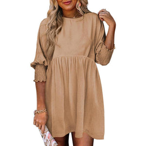 Elle – Casual Dames Mini Jurk met Ronde Hals