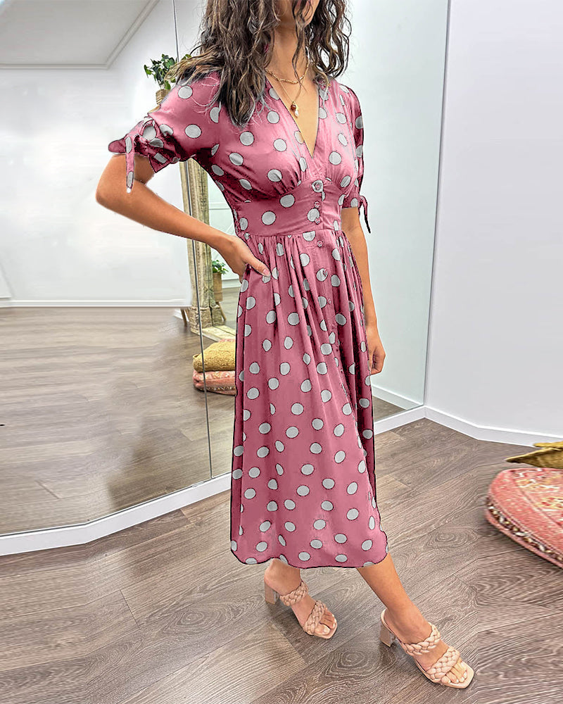 Evi – Dames Polka Dot Midi Jurk