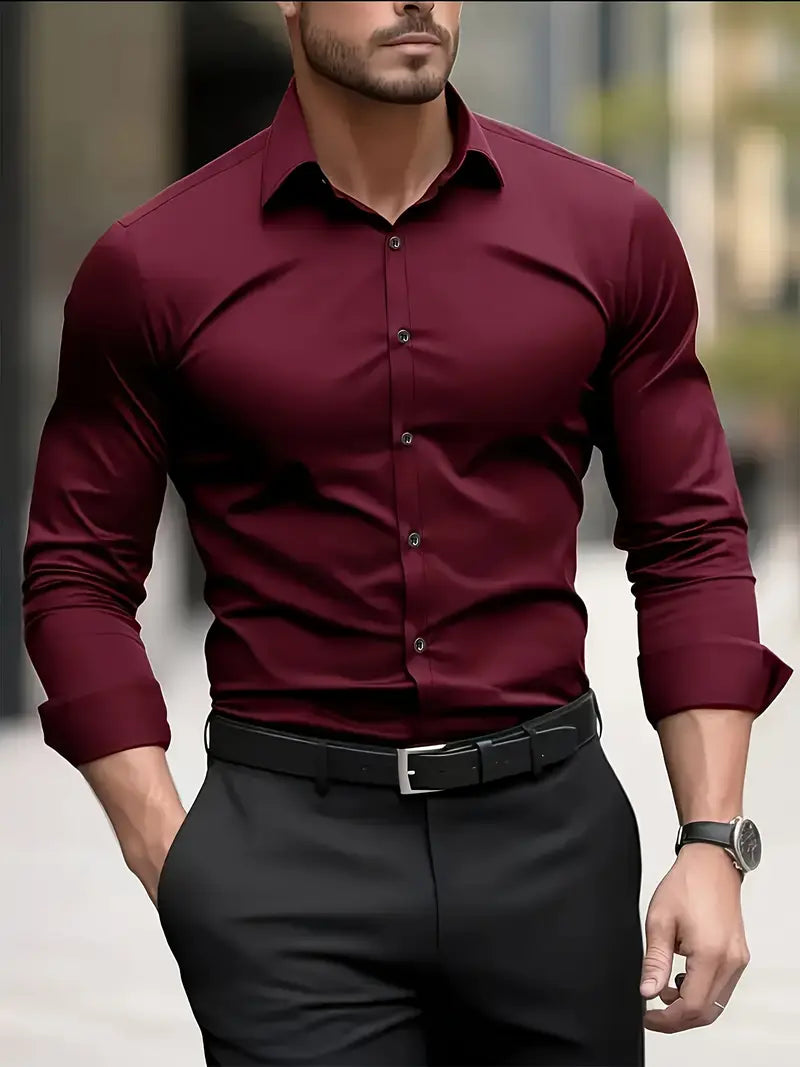 Larry – Slim Fit Heren Overhemd met Lange Mouwen