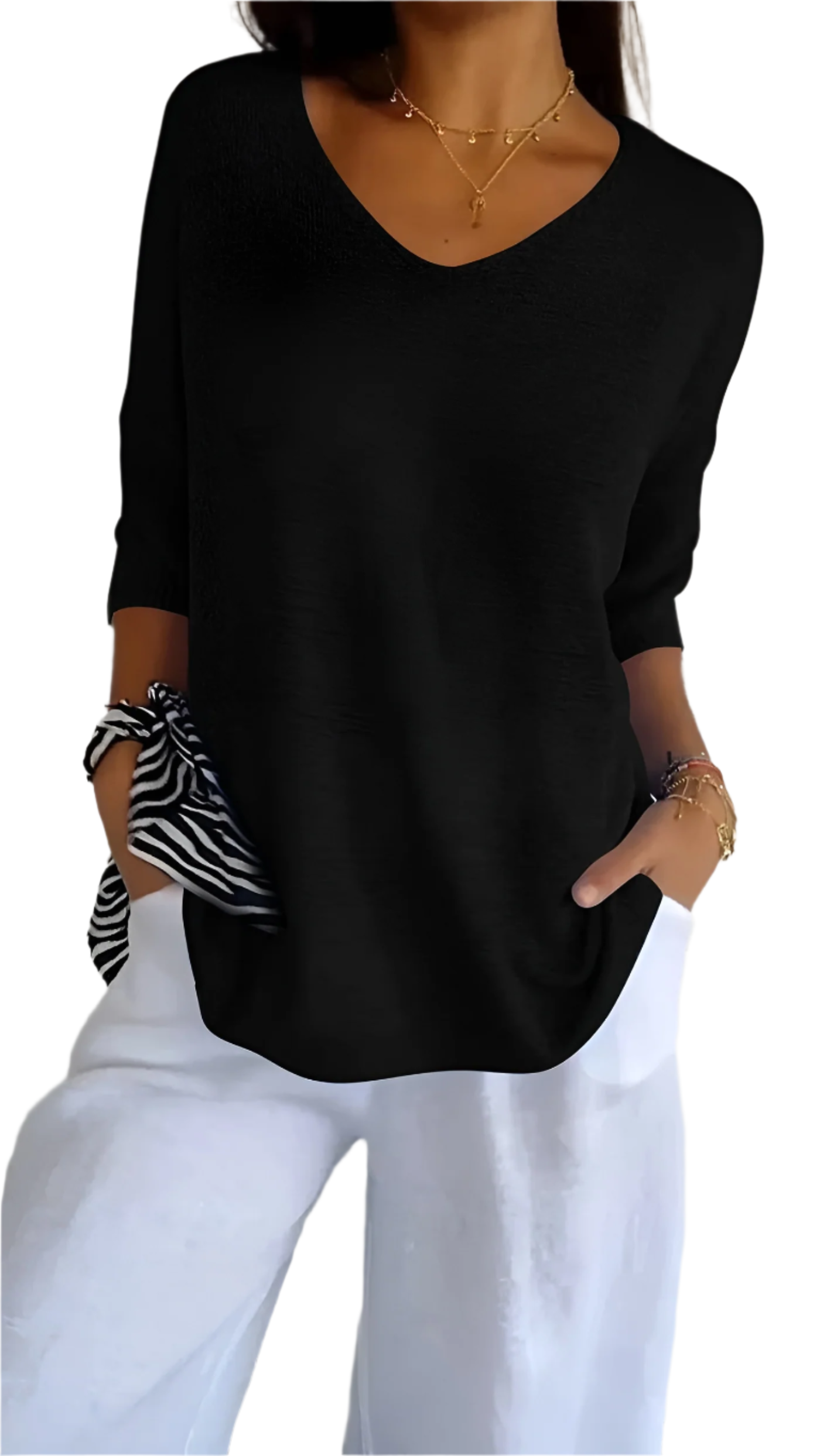 Isabella – Zachte Gebreide Dames Top met V-Hals en Mouwloos Design