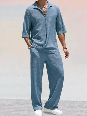 SerenoAqua Waterrimpeling Getextureerd Casual Overhemden Set