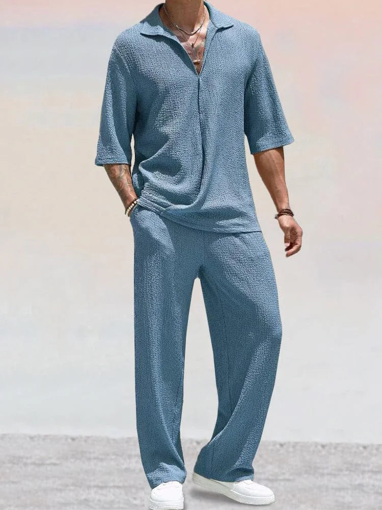 SerenoAqua Waterrimpeling Getextureerd Casual Overhemden Set