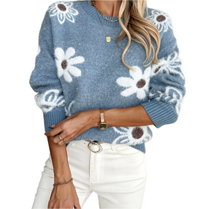 Camille – Gebreide Damestrui met Bloemenjacquard