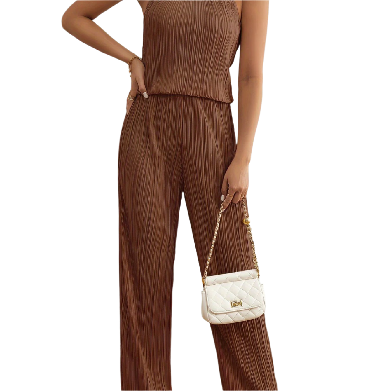 Iris – Luchtige Plissé Jumpsuit voor Dames