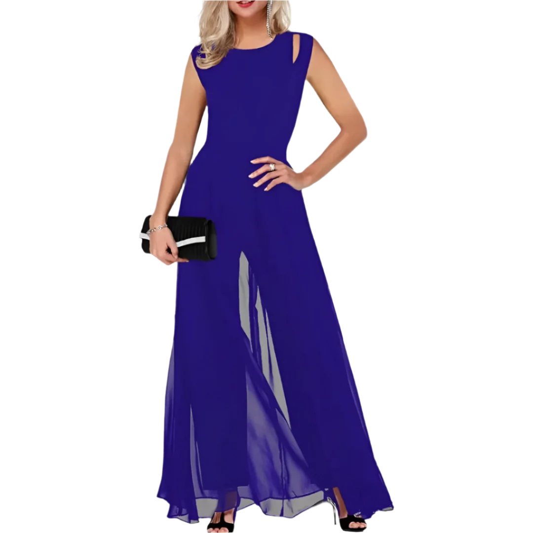 Elena – Mouwloze Wijde-Leg Dames Jumpsuit voor Formele Gelegenheden