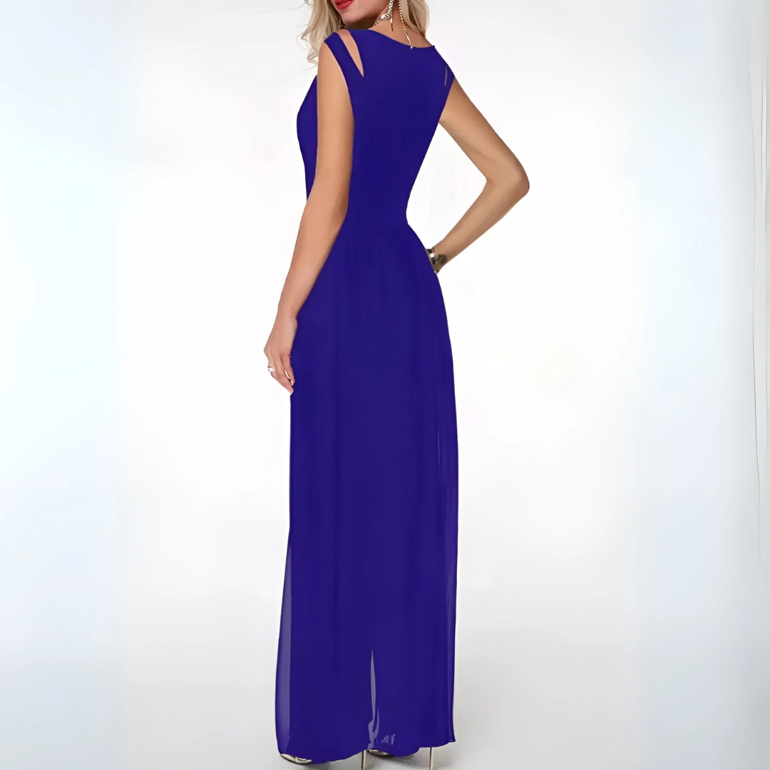 Elena – Mouwloze Wijde-Leg Dames Jumpsuit voor Formele Gelegenheden
