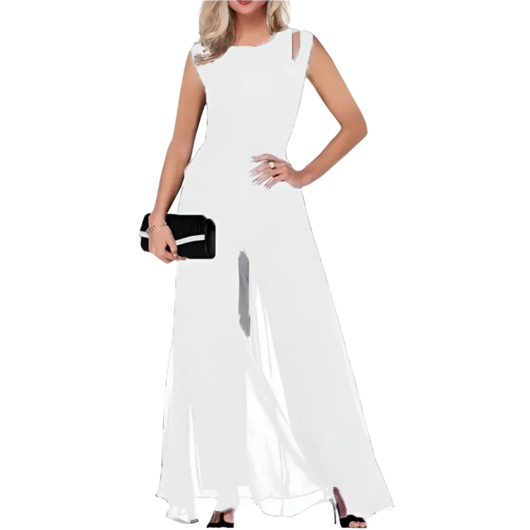 Elena – Mouwloze Wijde-Leg Dames Jumpsuit voor Formele Gelegenheden