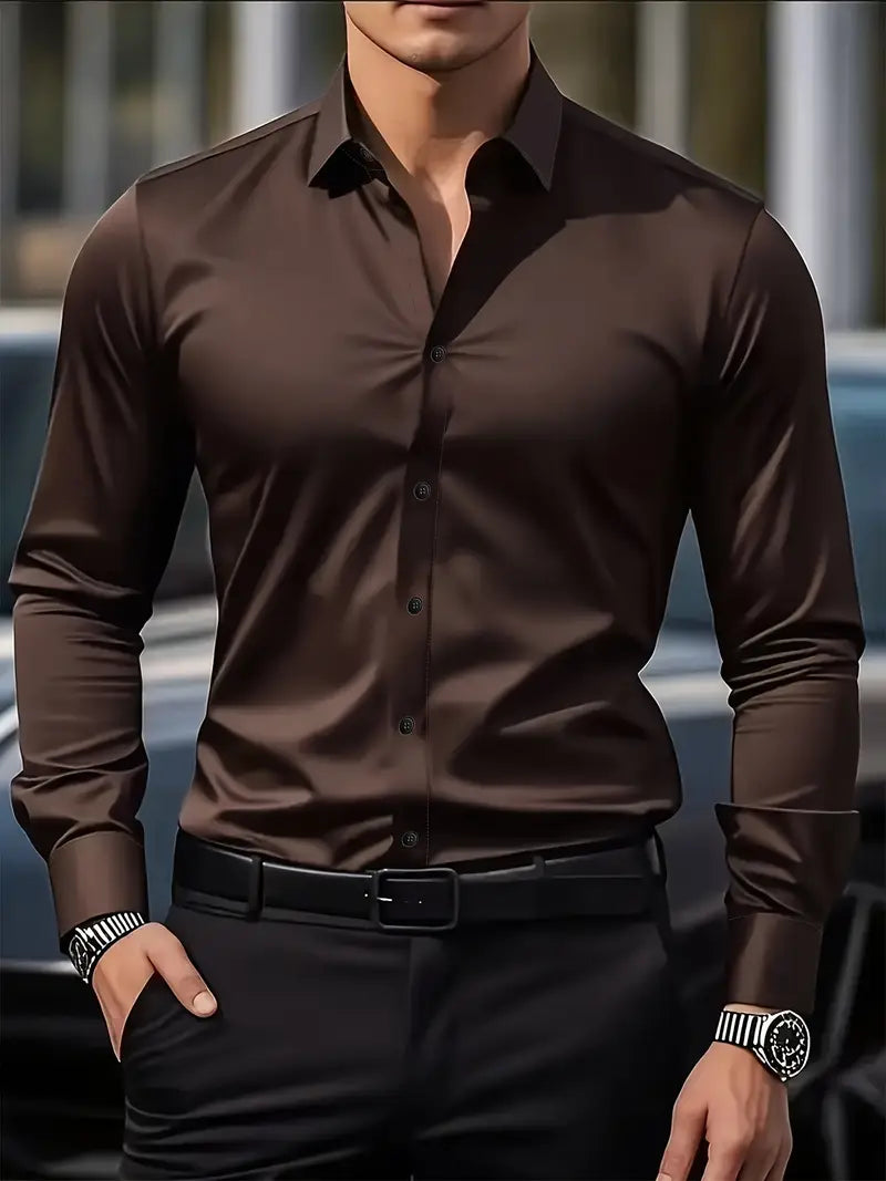 Larry – Slim Fit Heren Overhemd met Lange Mouwen