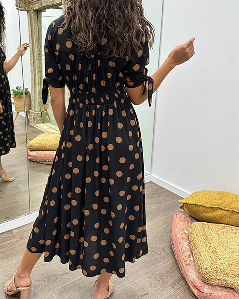 Evi – Dames Polka Dot Midi Jurk