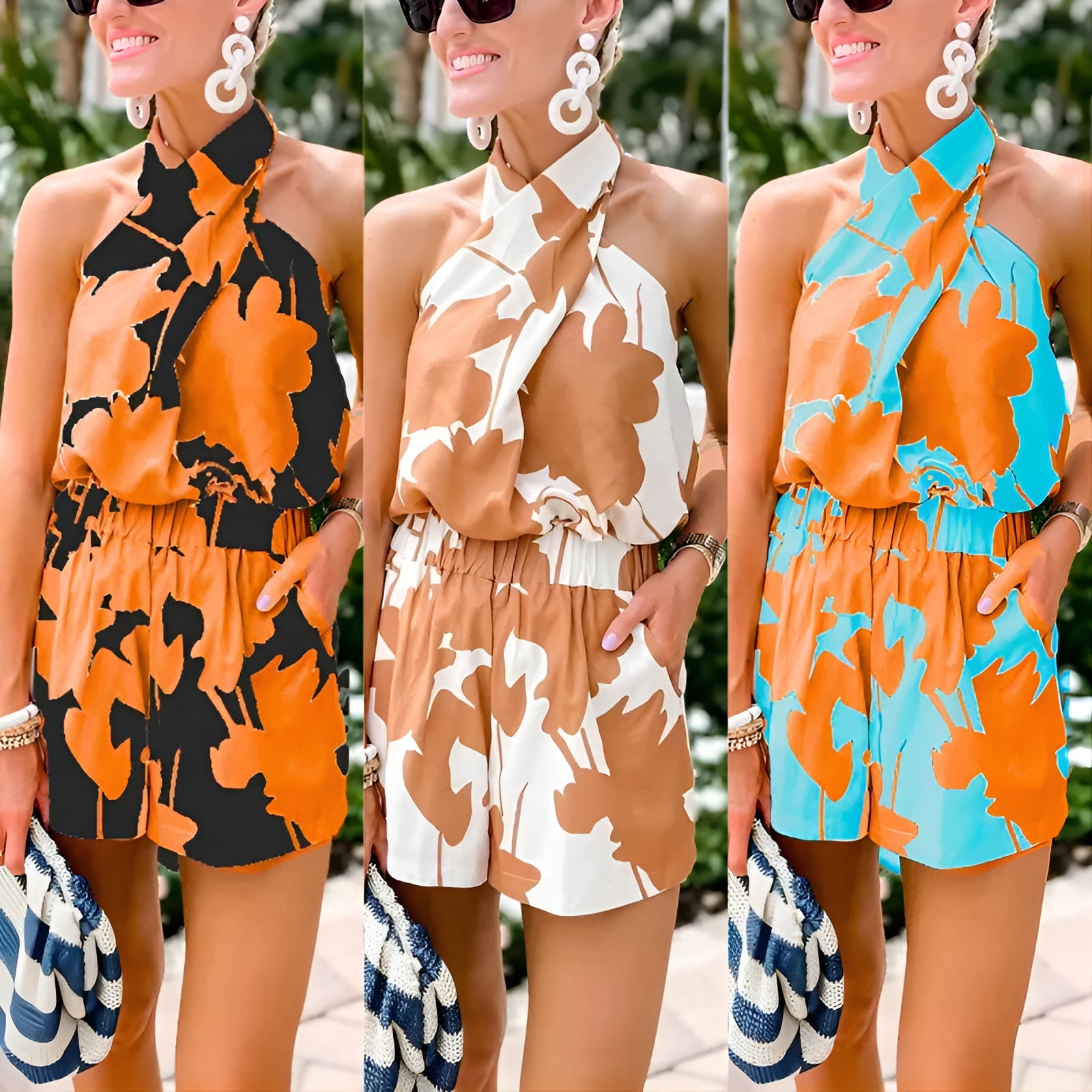 Aitana – Gedrukt Dames Haltertop en Shorts Set