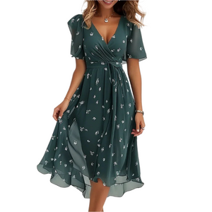 Isabella – Chiffon Zomerjurk met Bloemenprint voor Dames