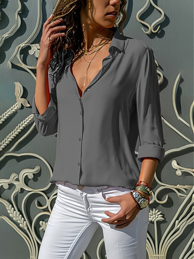 Calisa – Soepelvallende Damesblouse met Knoopsluiting