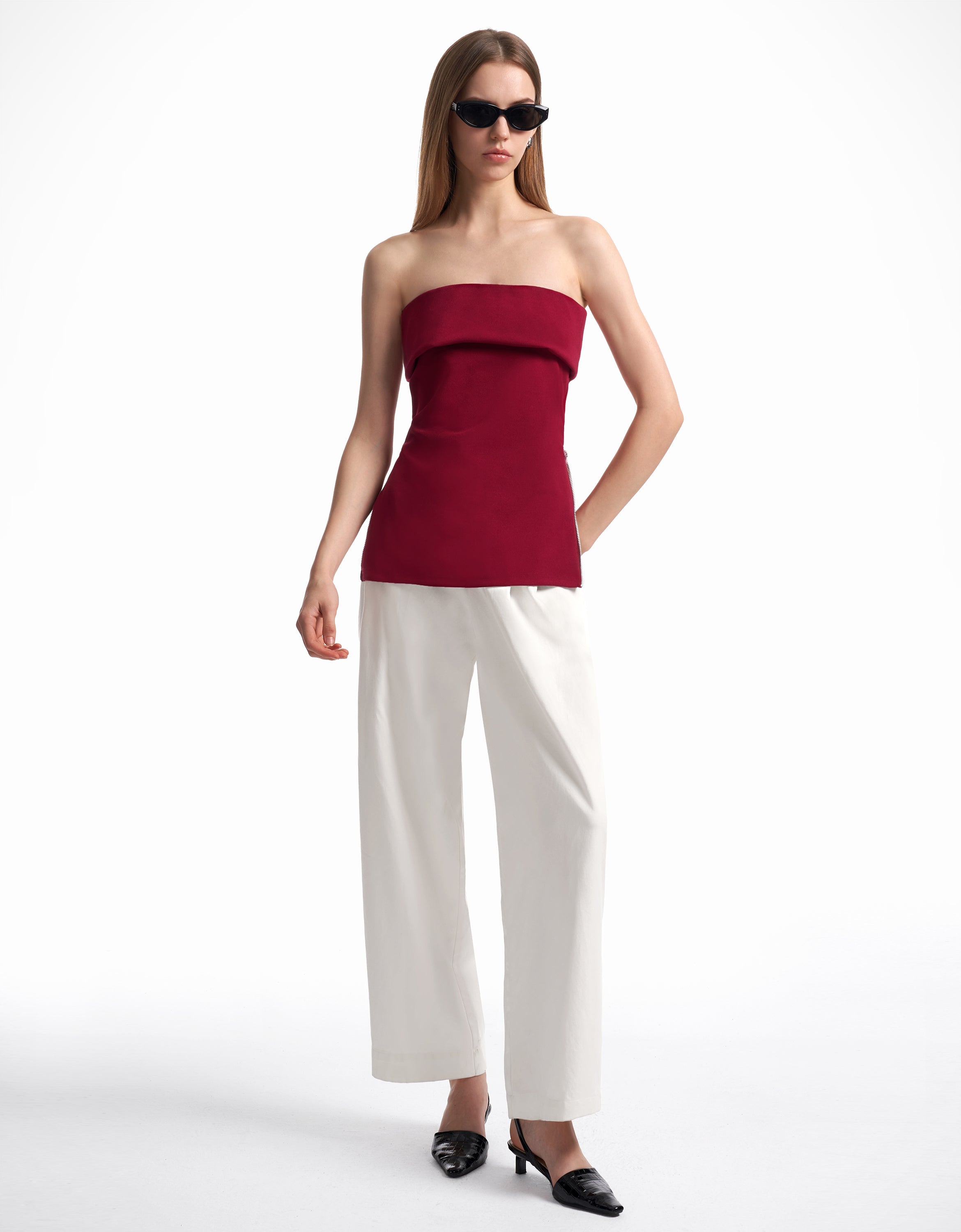 RicciTop™ Strapless top met rits aan de zijkant