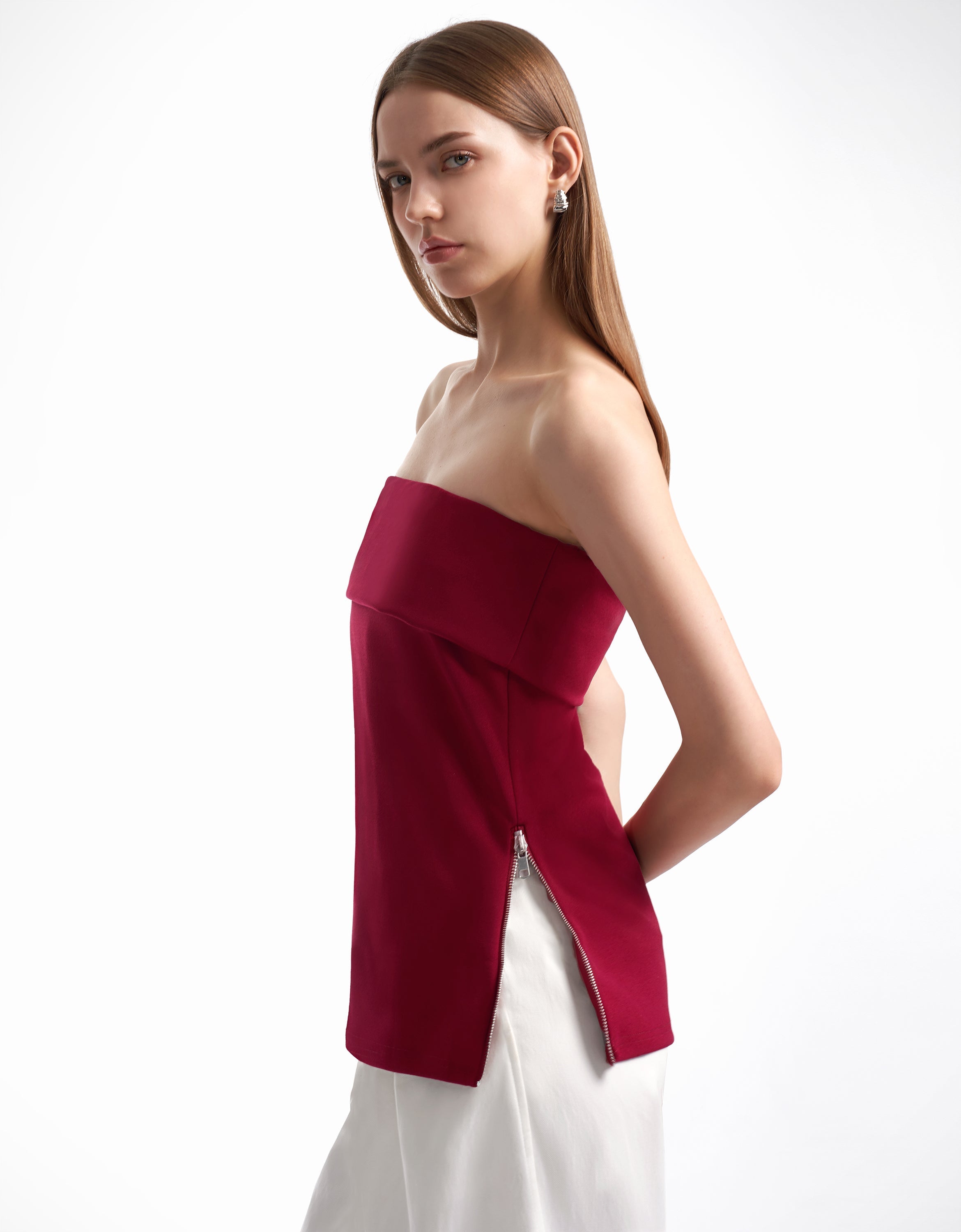 RicciTop™ Strapless top met rits aan de zijkant