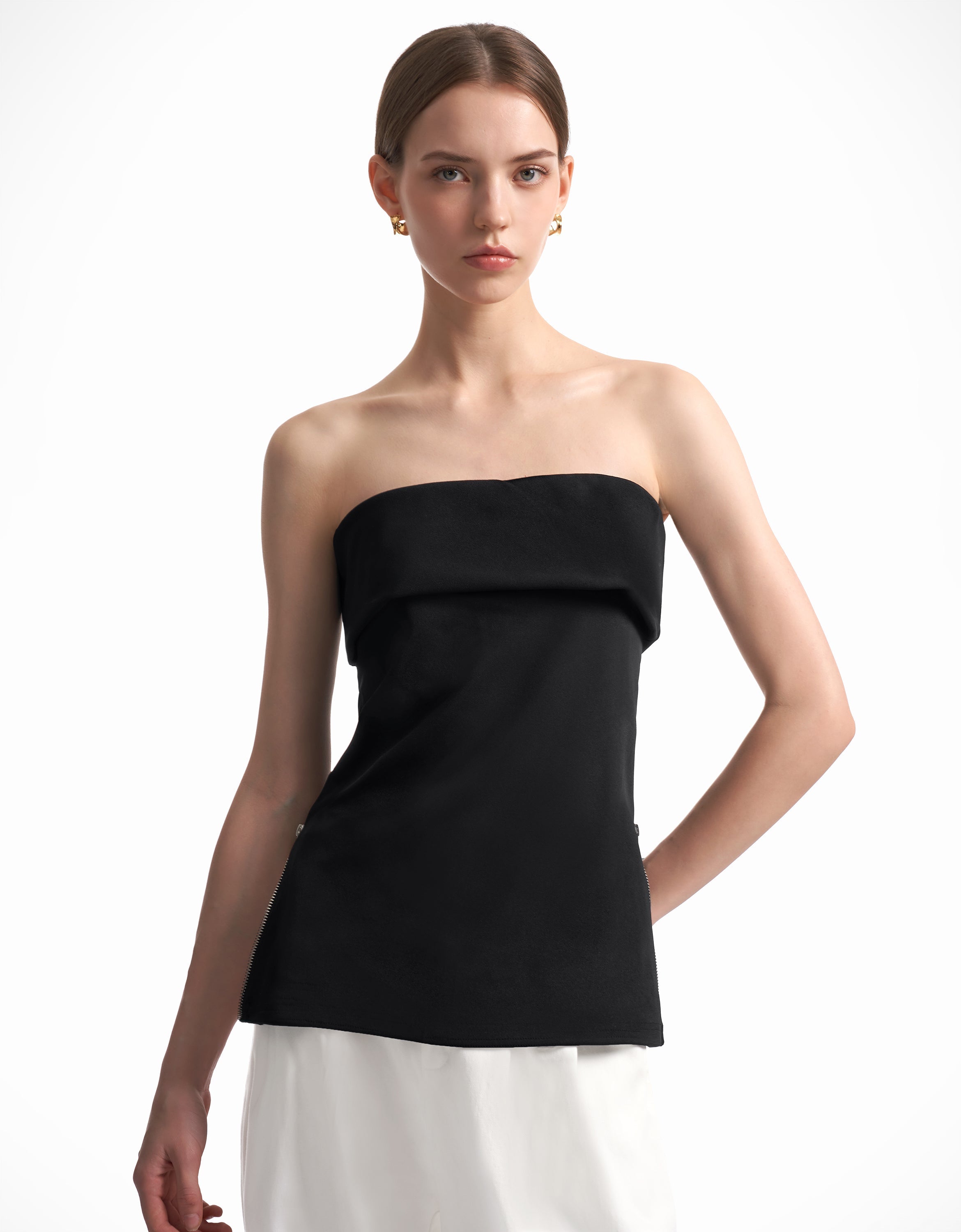 RicciTop™ Strapless top met rits aan de zijkant