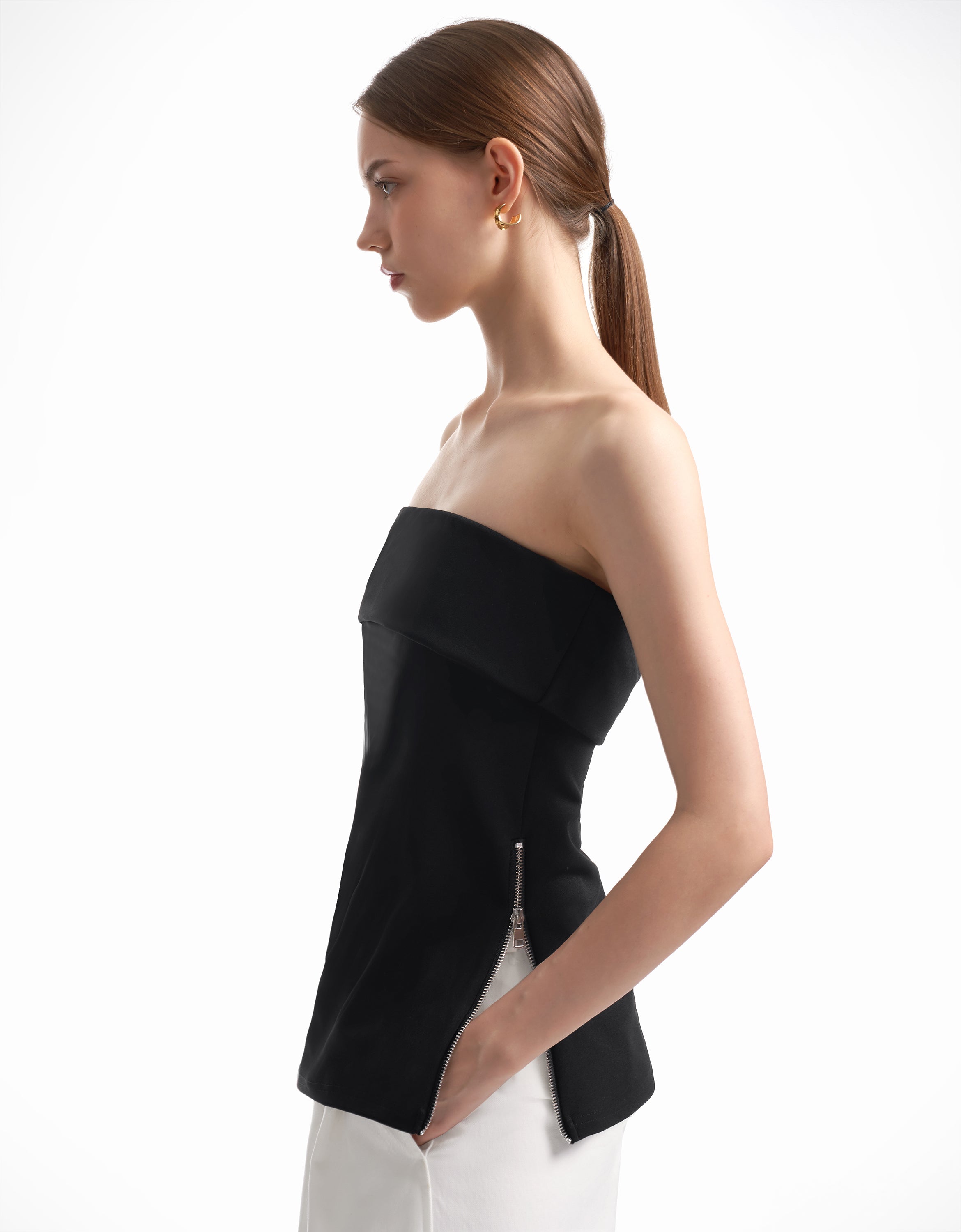 RicciTop™ Strapless top met rits aan de zijkant
