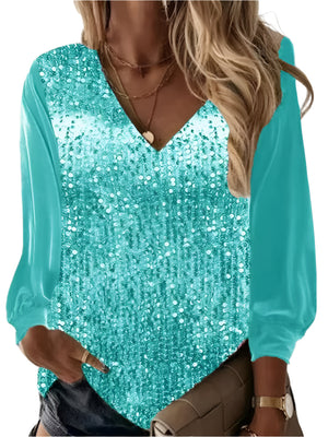 Isabella – V-hals Blouse met Pailletten voor Dames