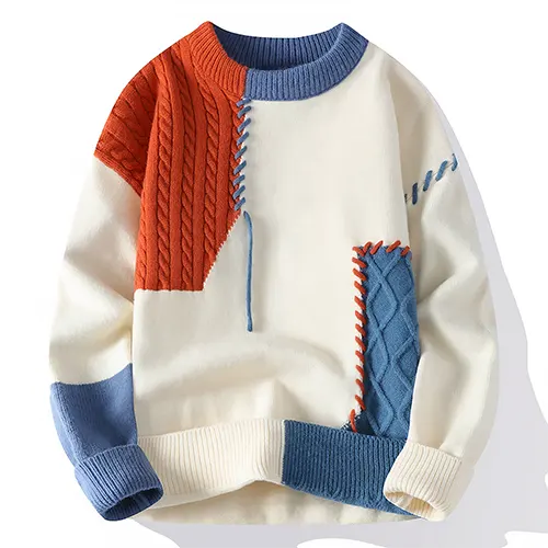 Filarosa – Patchwork Gebreide Herentrui voor de Winter