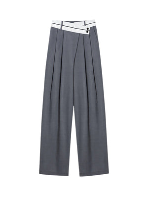 Isabella – Wijde Broek met Asymmetrische Tailleband voor Vrouwen