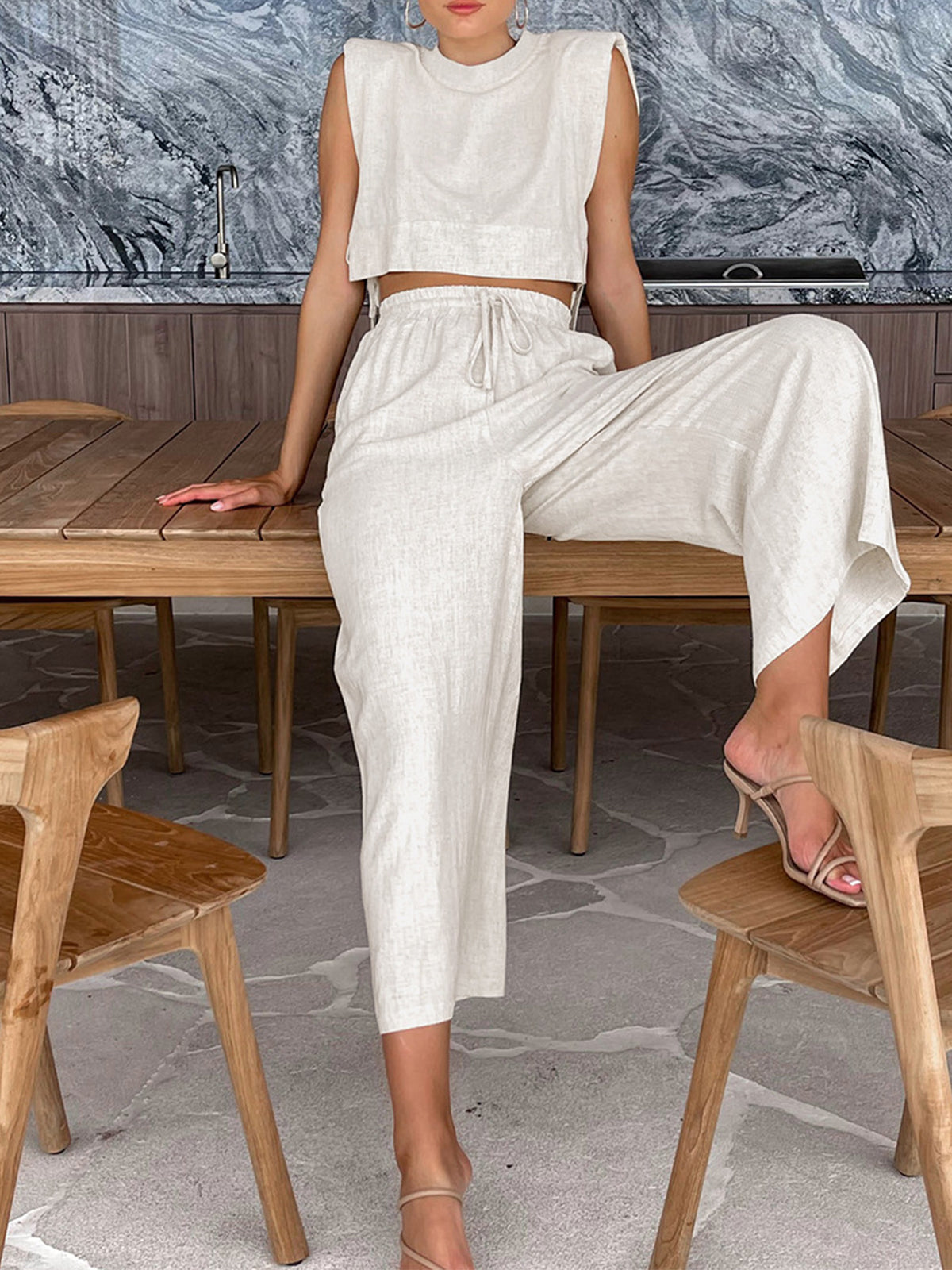 Giulia – Elegante Linnen Tweedelige Set voor Dames