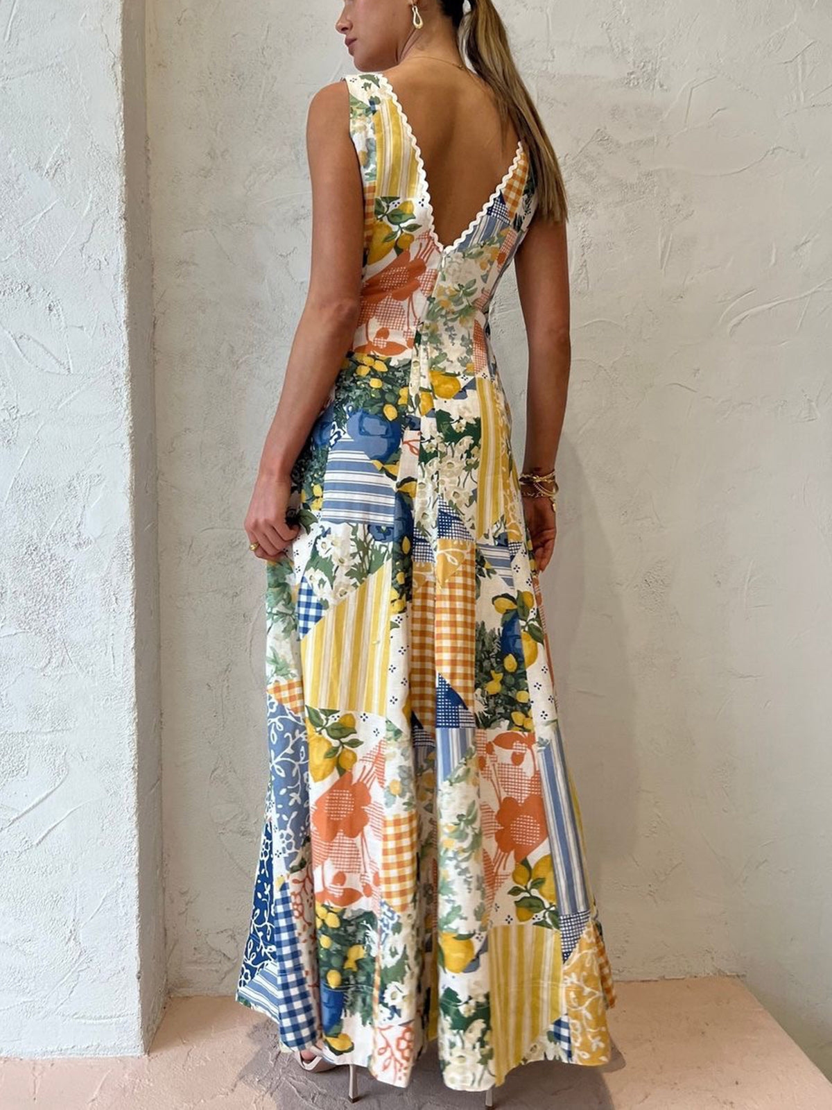 Camille – Boho Patchwork Maxi Jurk voor Vrouwen