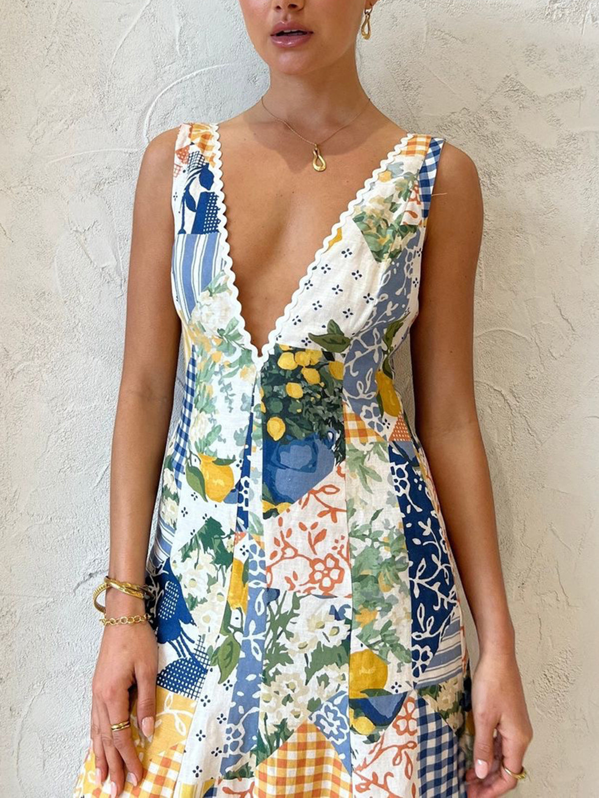 Camille – Boho Patchwork Maxi Jurk voor Vrouwen