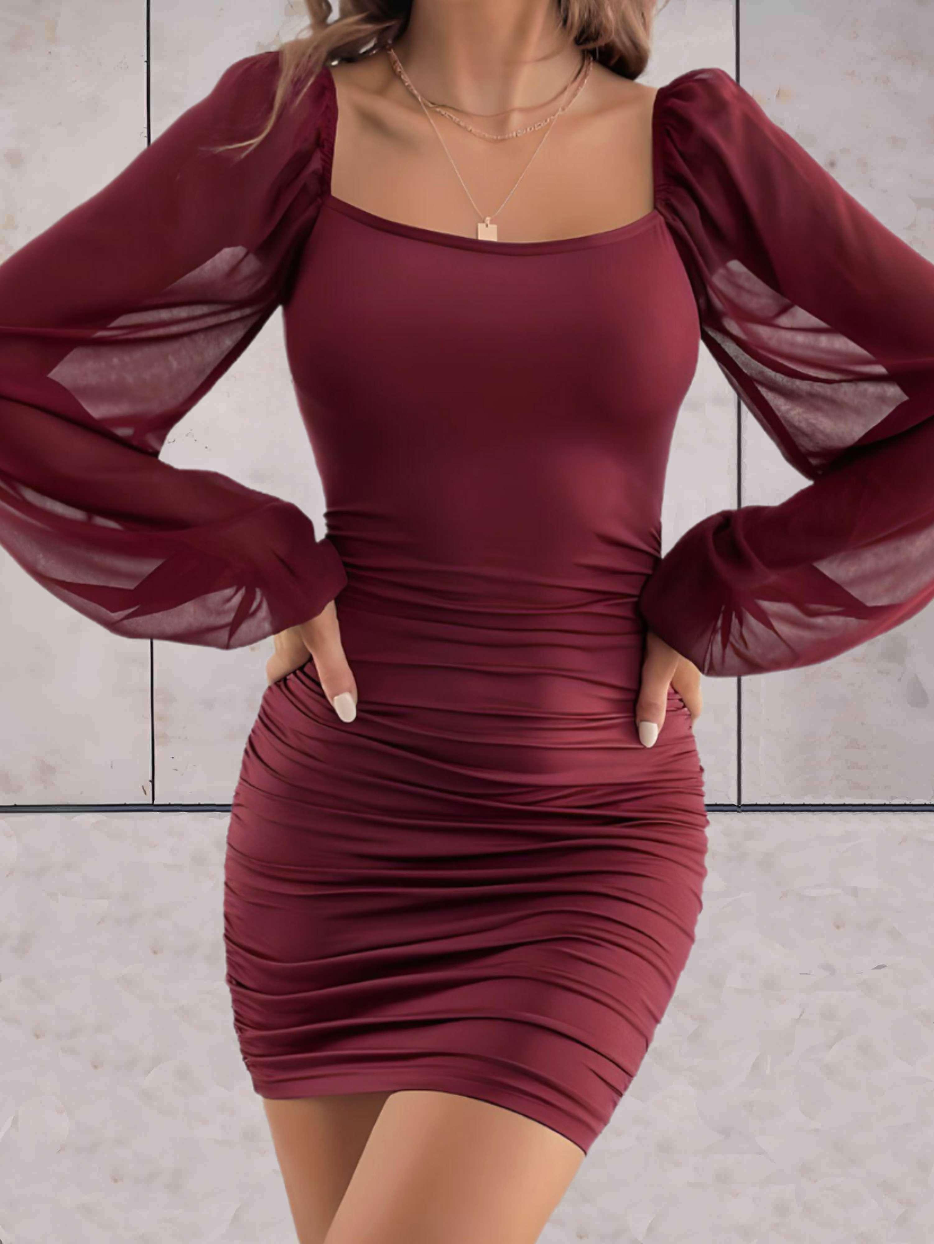 Isabella – Elegante Dames Mini Jurk met Lange Mouwen