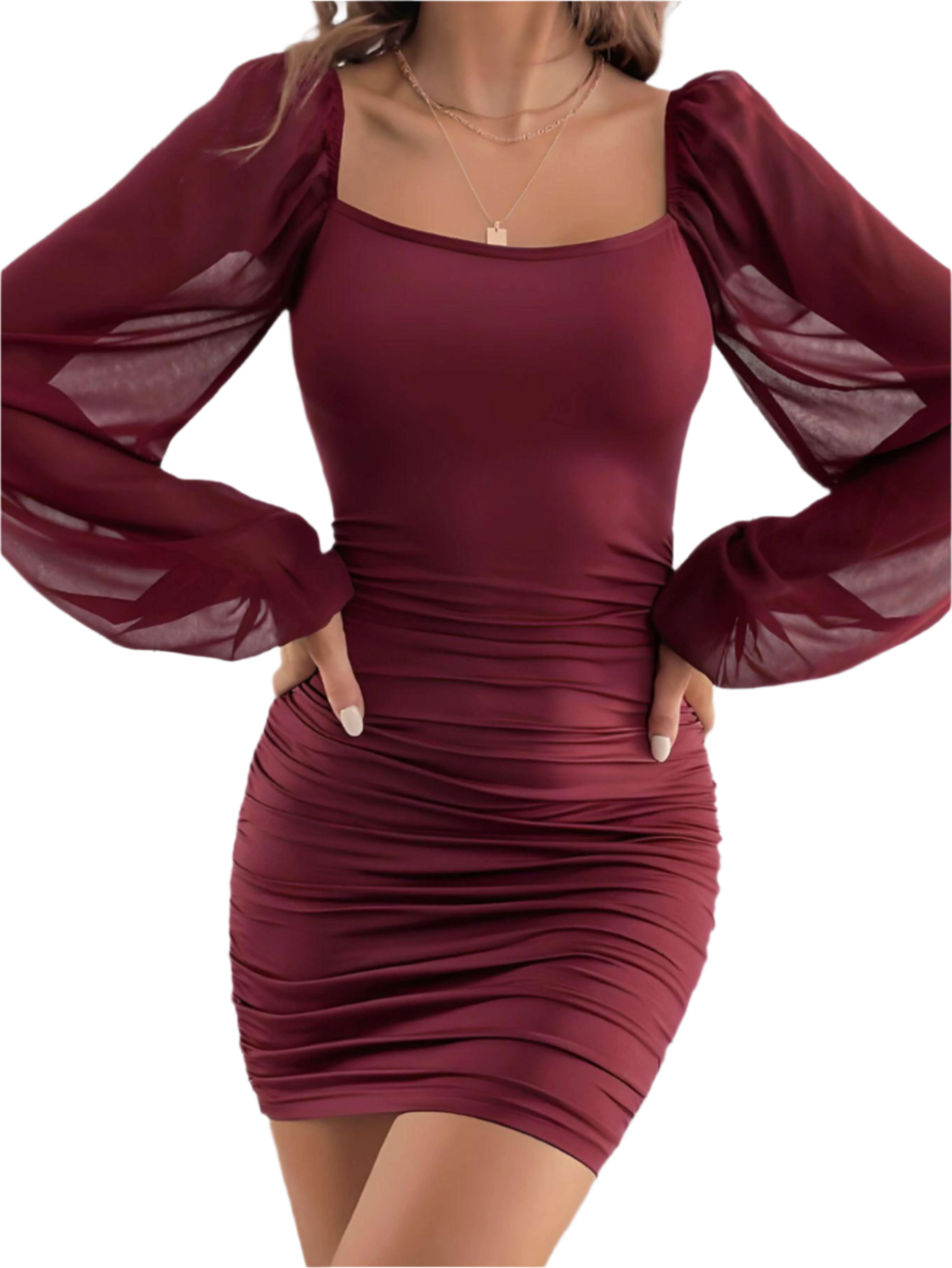 Isabella – Elegante Dames Mini Jurk met Lange Mouwen