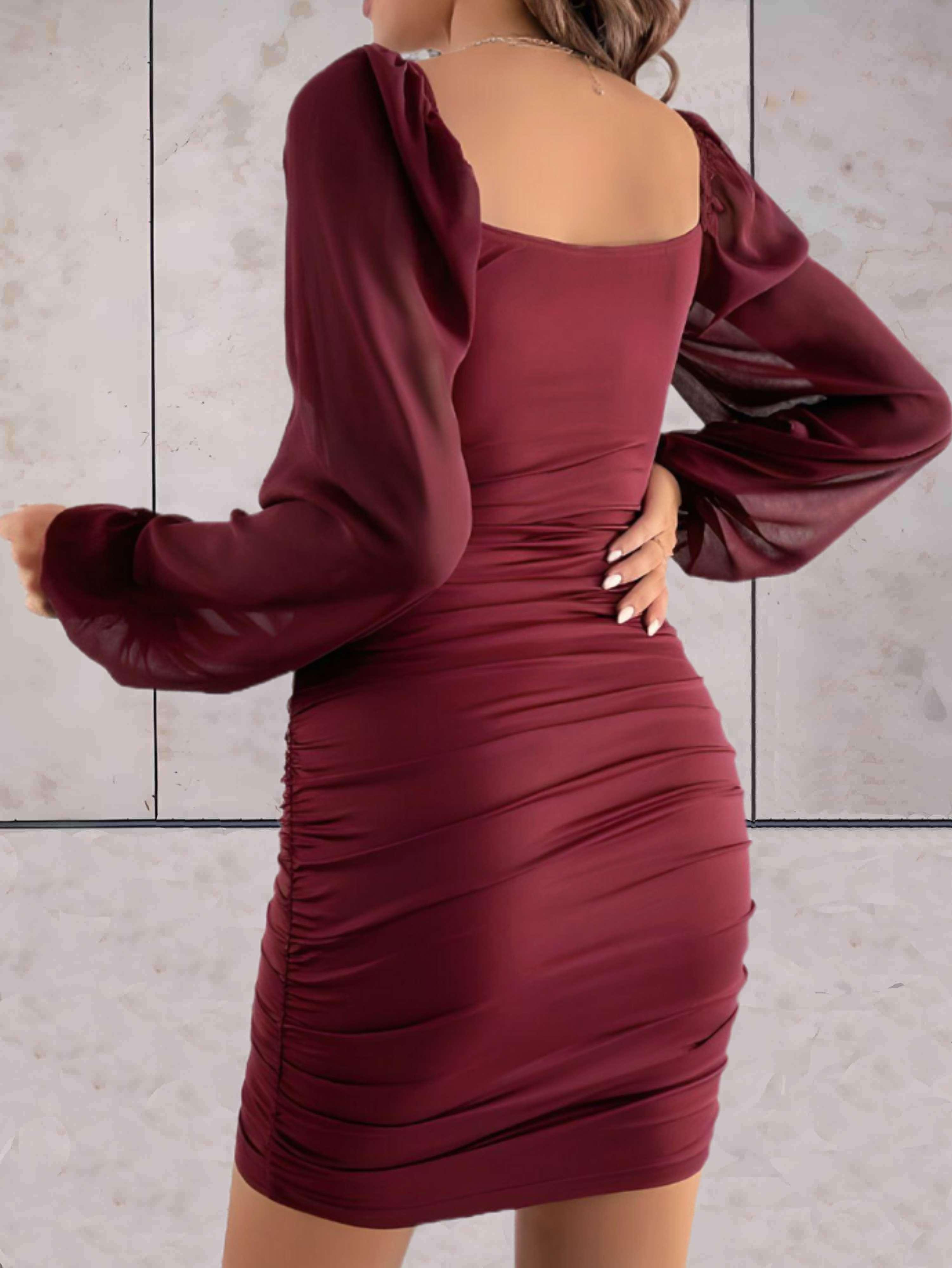 Isabella – Elegante Dames Mini Jurk met Lange Mouwen