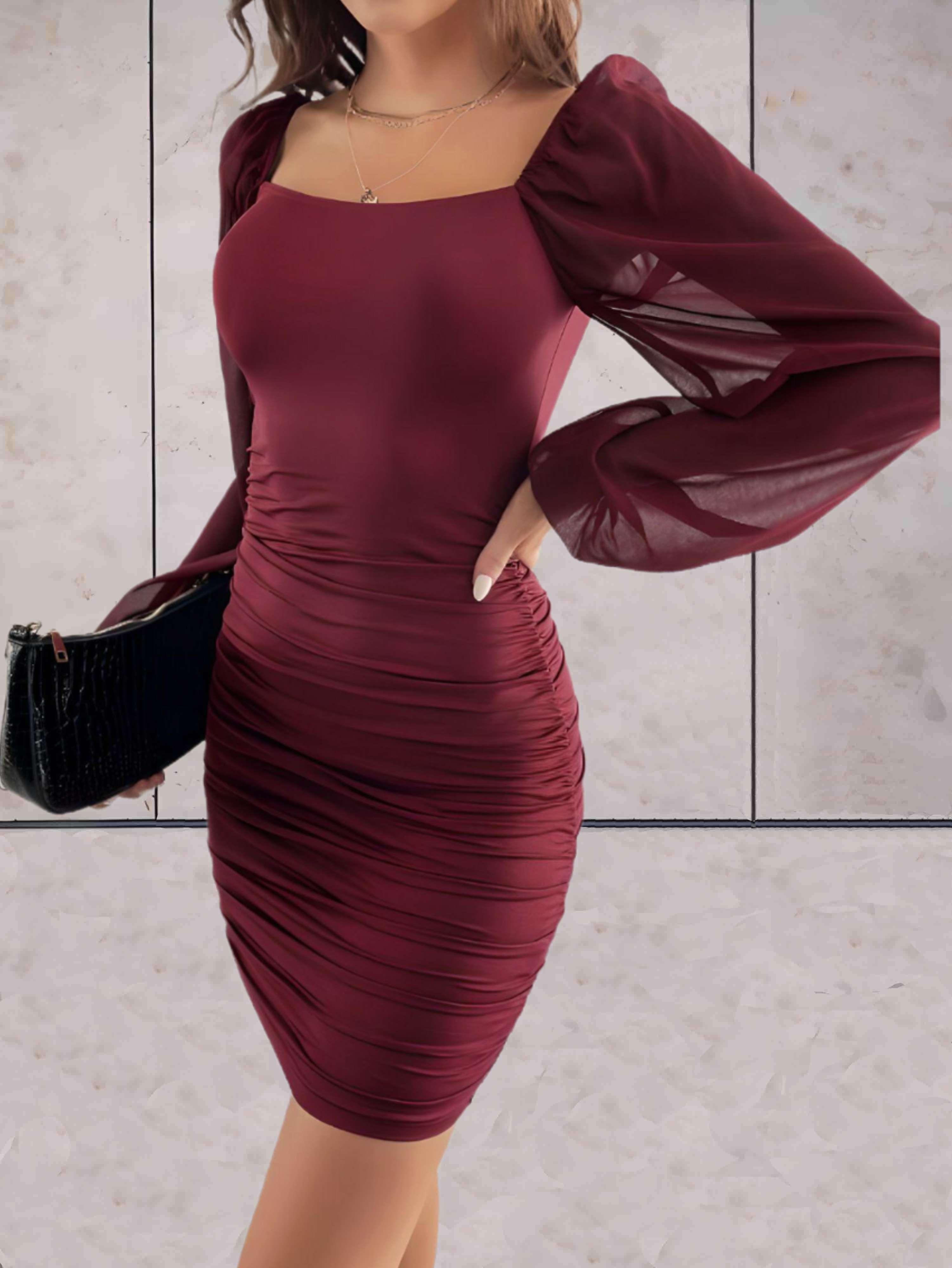 Isabella – Elegante Dames Mini Jurk met Lange Mouwen