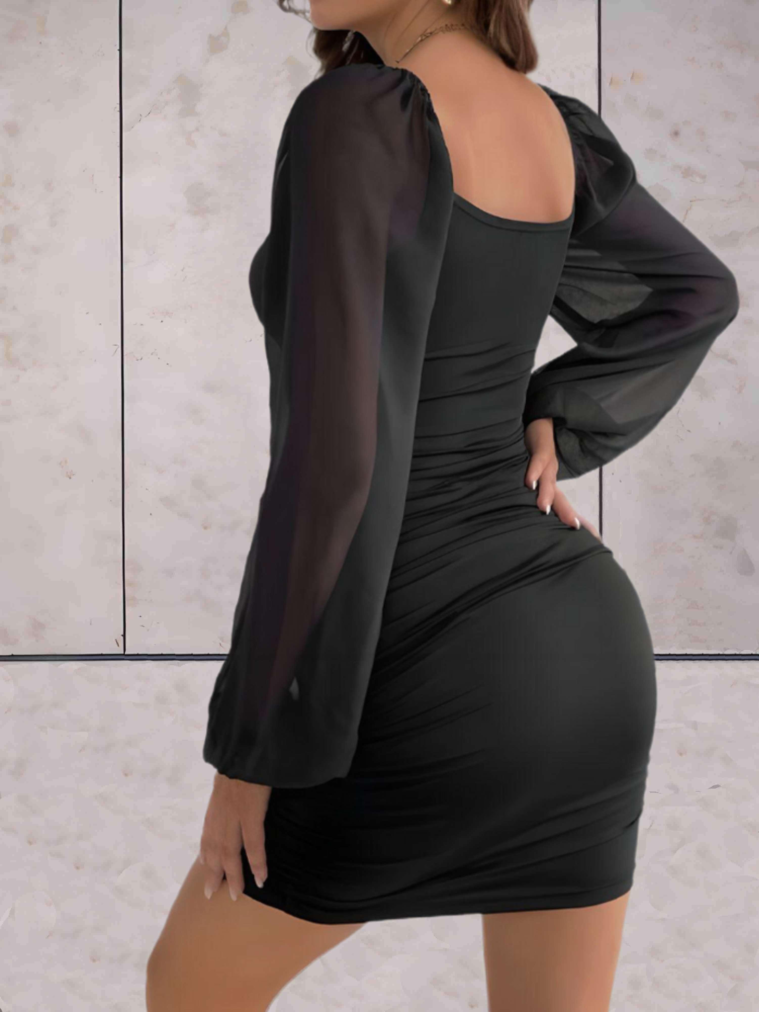 Isabella – Elegante Dames Mini Jurk met Lange Mouwen