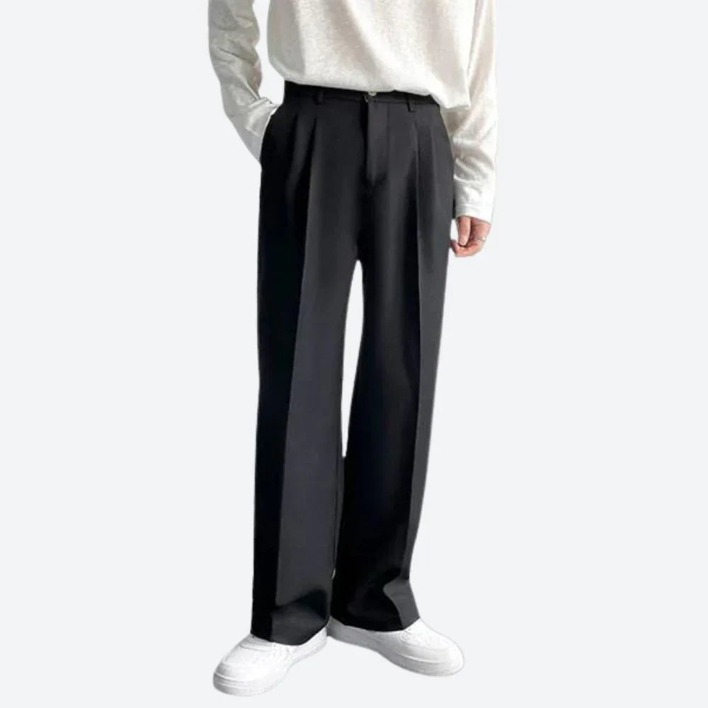 Luca – Plissé Herenpantalon in Beige, Wit en Zwart