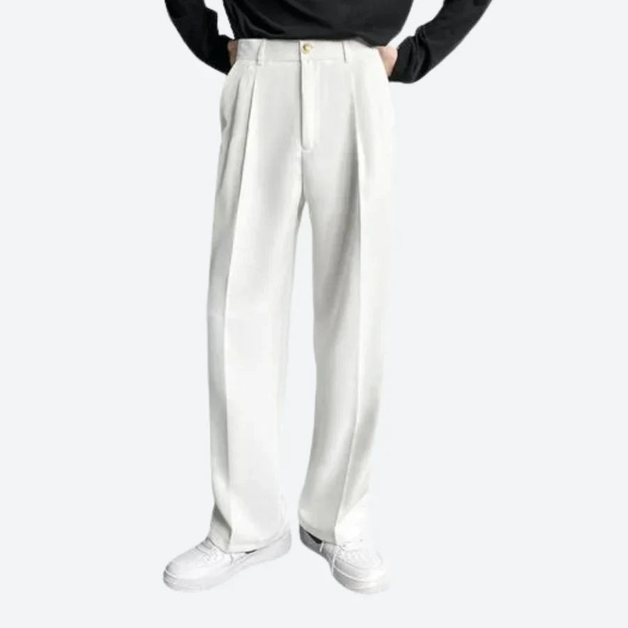 Luca – Plissé Herenpantalon in Beige, Wit en Zwart