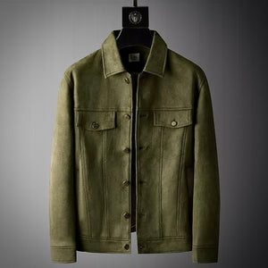 SilvanoFerraro Heren Retro Stijl Suède Jas Voor Mannen