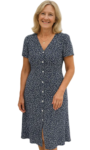 Yvonne – Zachte Stretch Dames V-Hals Jurk met Strik