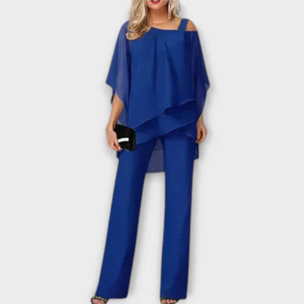 Karen – Elegante Dames Chiffon Laagjes Broekenset