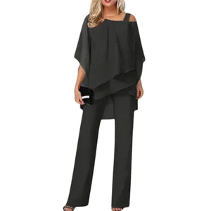 Karen – Elegante Dames Chiffon Laagjes Broekenset