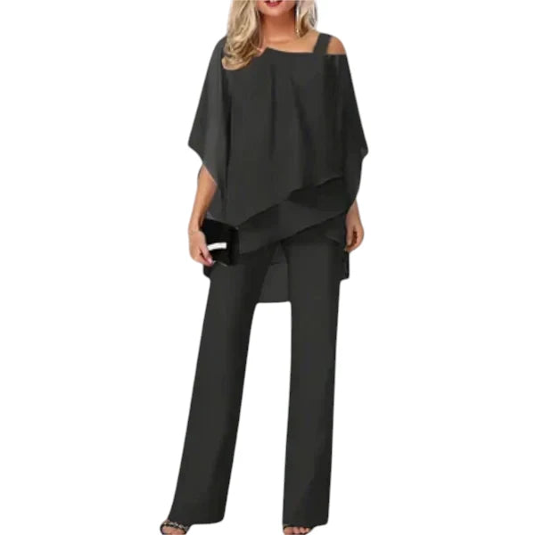 Karen – Elegante Dames Chiffon Laagjes Broekenset
