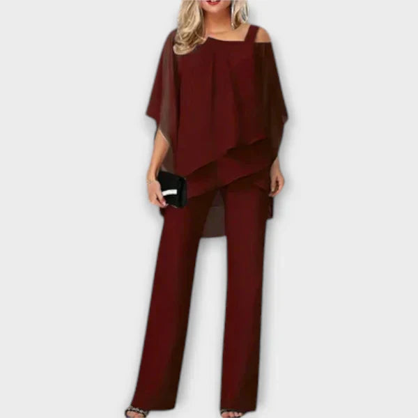 Karen – Elegante Dames Chiffon Laagjes Broekenset