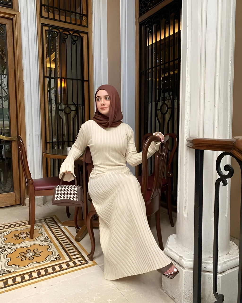 Isabella – Gebreide Multicolor Maxi Jurk voor Dames